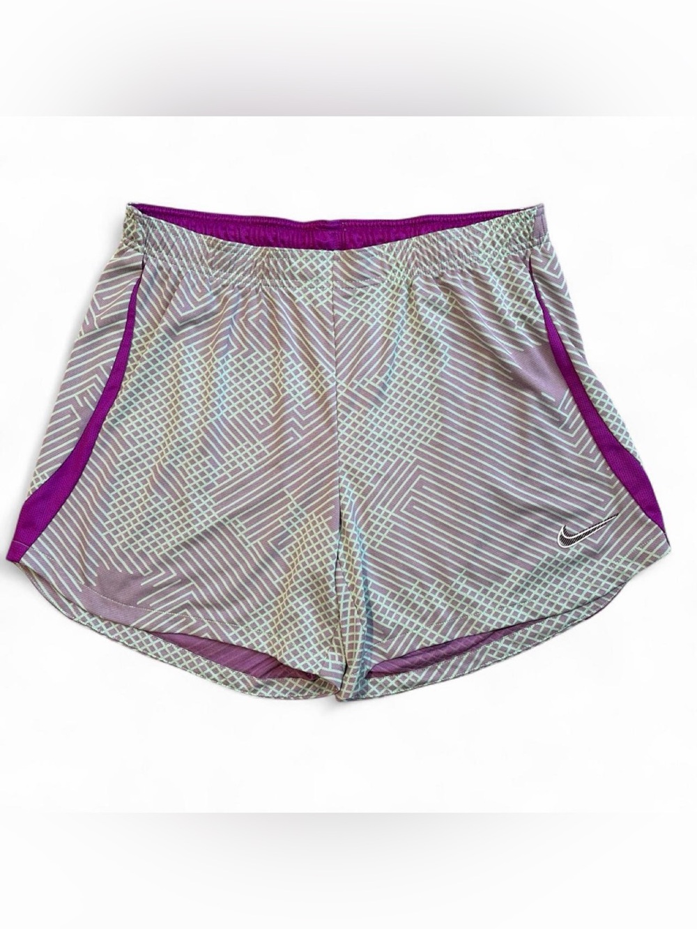 Nike Women’s Lavender Geometric Athletic Shorts with Purple Trim